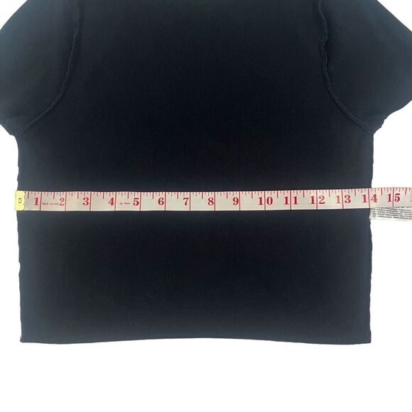 ZARA Black Crew Neck Viscose Blend Cropped Short Sleeve Top Size L - Picture 11 of 13